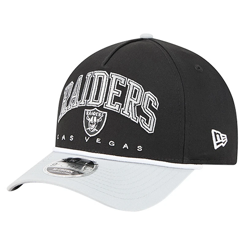 Men's New Era Black Las Vegas Raiders Arch COOLERA 9FORTY A-Frame M-Crown Adjustable Hat