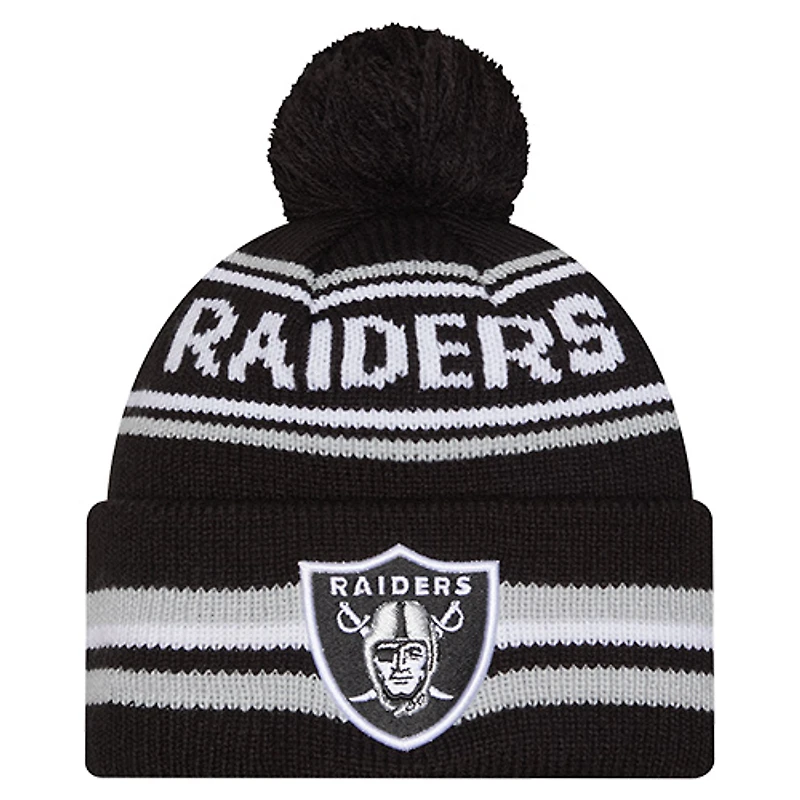 Men's New Era  Black Las Vegas Raiders Classic Cuffed Knit Hat with Pom