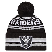 Men's New Era  Black Las Vegas Raiders Classic Cuffed Knit Hat with Pom
