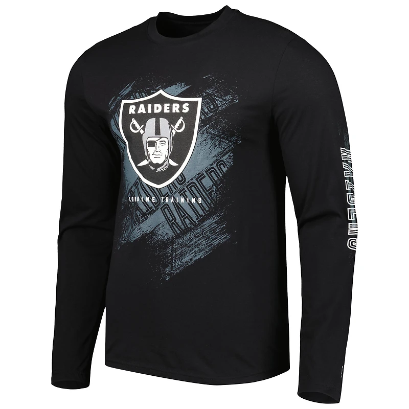 T-shirt à manches longues noir Las Vegas Raiders Combine Authentic Action New Era pour homme