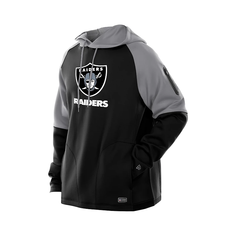 Sweat à capuche raglan noir blocs de couleurs authentiques des Las Vegas Raiders New Era pour homme