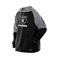 Sweat à capuche raglan noir blocs de couleurs authentiques des Las Vegas Raiders New Era pour homme