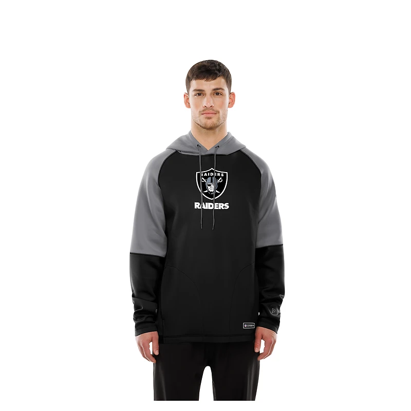 Sweat à capuche raglan noir blocs de couleurs authentiques des Las Vegas Raiders New Era pour homme