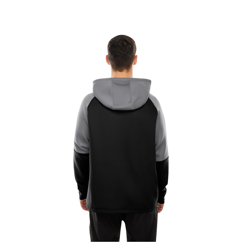 Men's New Era  Black Las Vegas Raiders Combine Authentic Color Block Raglan Pullover Hoodie