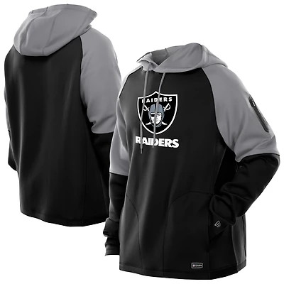 Sweat à capuche raglan noir blocs de couleurs authentiques des Las Vegas Raiders New Era pour homme