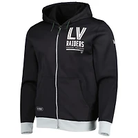 Men's New Era Black Las Vegas Raiders Combine Authentic Drop Back Full-Zip Hoodie