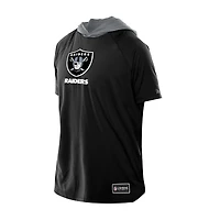 T-shirt à capuche et manches courtes raglan authentique des Las Vegas Raiders de New Era pour homme, noir