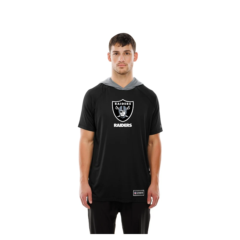 Men's New Era Black Las Vegas Raiders Combine Authentic Hooded Raglan Short-Sleeve T-Shirt