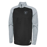 Veste noire à demi-zip raglan Las Vegas Raiders Combine Authentic O-Line New Era pour homme