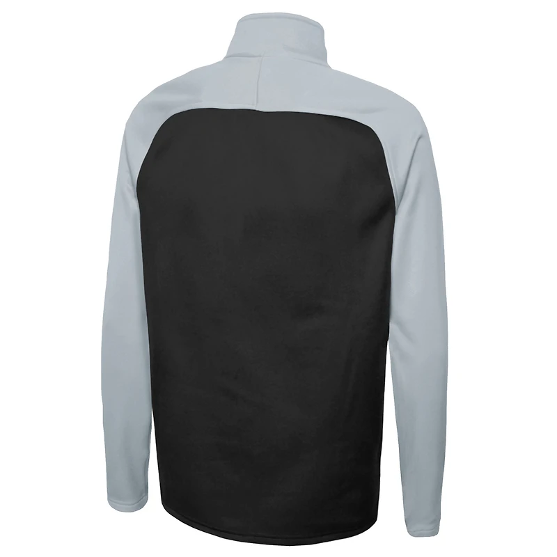Veste noire à demi-zip raglan Las Vegas Raiders Combine Authentic O-Line New Era pour homme