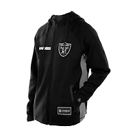 Sweat à capuche zippé intégral noir New Era des Las Vegas Raiders Combine Authentic Raglan Scuba pour homme