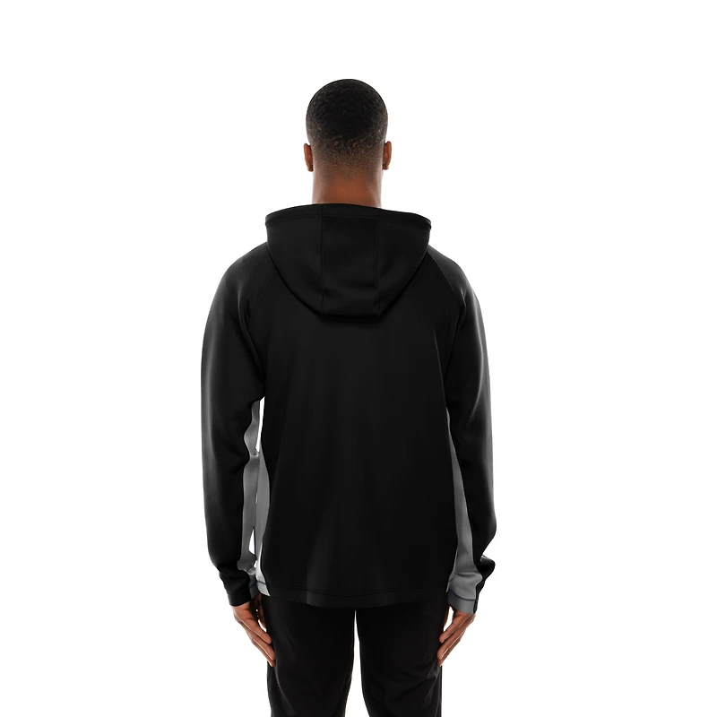 Sweat à capuche zippé intégral noir New Era des Las Vegas Raiders Combine Authentic Raglan Scuba pour homme
