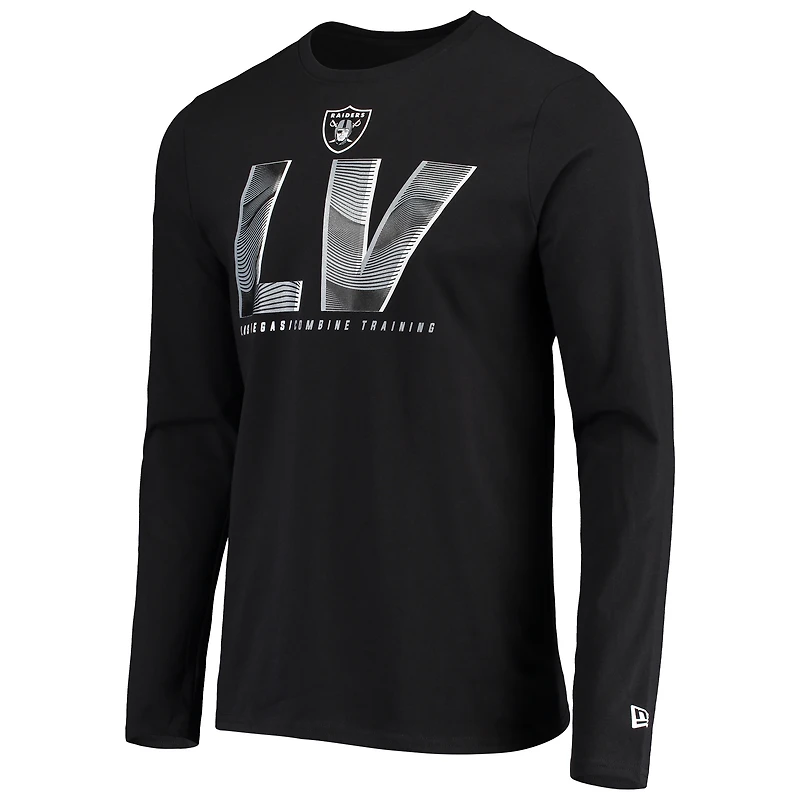 T-shirt à manches longues New Era pour hommes Las Vegas Raiders Combine Authentic Static Abbreviation