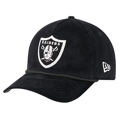 Men's New Era Black Las Vegas Raiders Cord Corduroy 9FORTY A-Frame Adjustable Hat