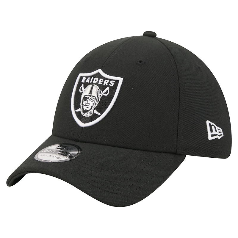 Casquette New Era noire pour homme Las Vegas Raiders Core Team 39THIRTY Flex