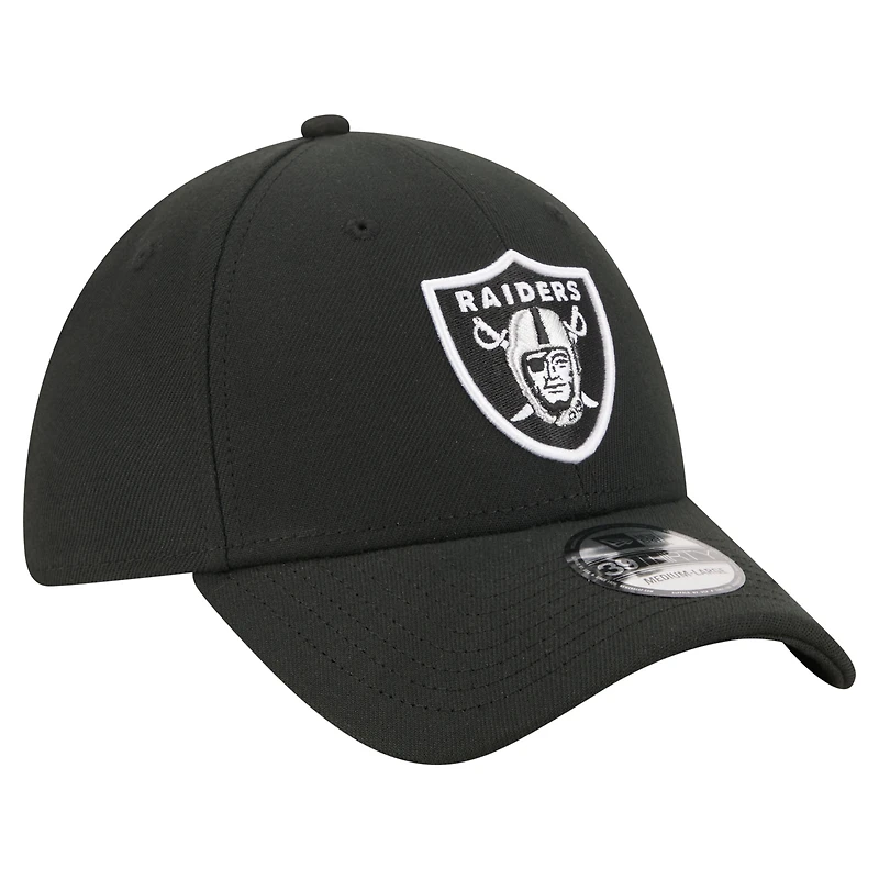 Casquette New Era noire pour homme Las Vegas Raiders Core Team 39THIRTY Flex