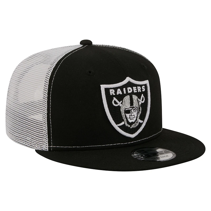 Casquette trucker snapback New Era 9FIFTY Core Team pour homme, noire, Las Vegas Raiders