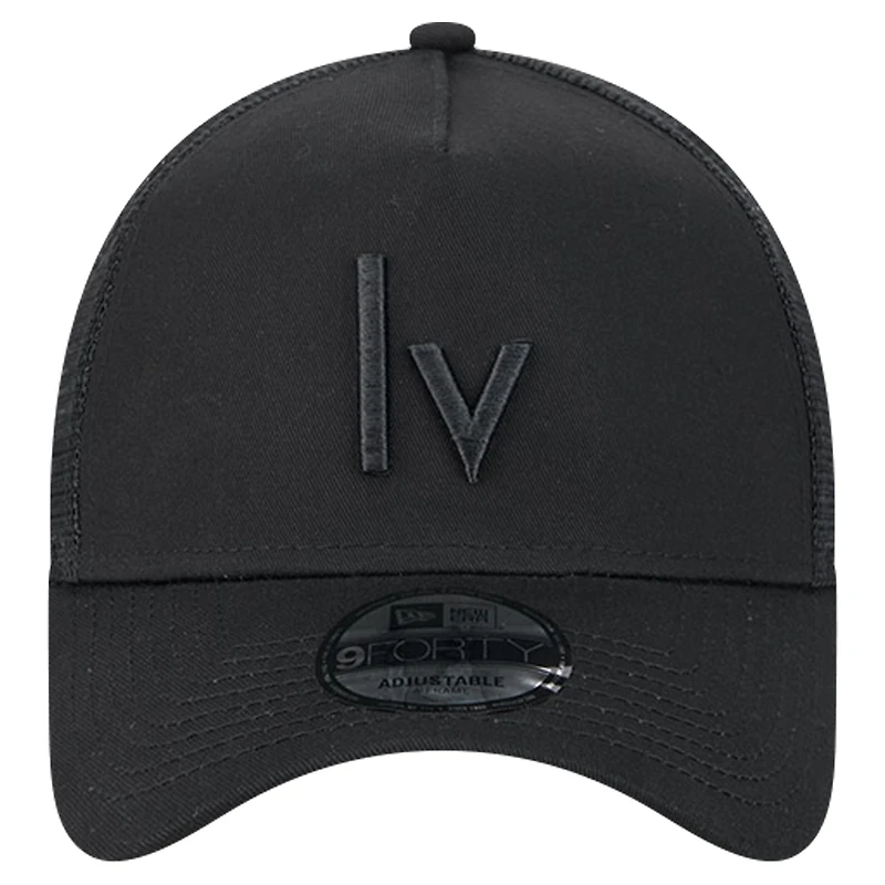 Men's New Era Black Las Vegas Raiders Domain 9FORTY A-Frame Trucker Adjustable Hat