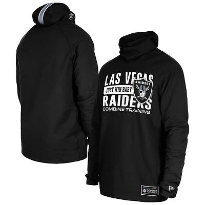 Men's New Era Black Las Vegas Raiders Functional Fandom Balaclava Helmet Stripe Tri-Blend Hoodie