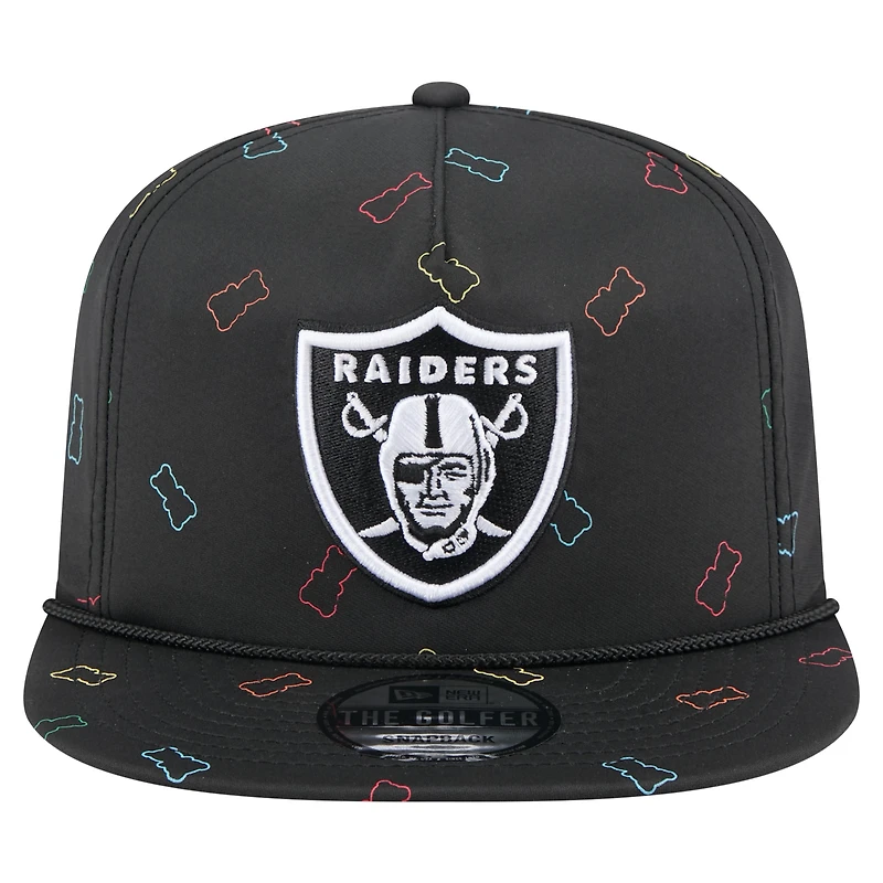 Casquette snapback noire en caoutchouc pour homme New Era des Las Vegas Raiders