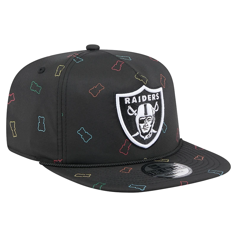 Casquette snapback noire en caoutchouc pour homme New Era des Las Vegas Raiders