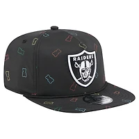 Casquette snapback noire en caoutchouc pour homme New Era des Las Vegas Raiders