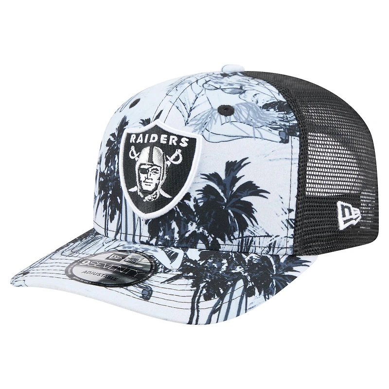 Men's New Era Black Las Vegas Raiders Hula Trucker 9SEVENTY Adjustable Hat