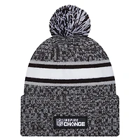Bonnet en tricot à revers New Era noir Las Vegas Raiders Inspire Change pour hommes avec pompon