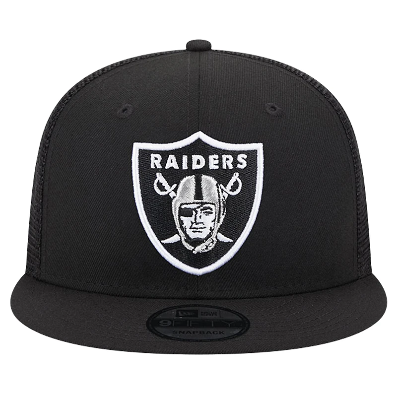 Men's New Era Black Las Vegas Raiders Main Trucker 9FIFTY Snapback Hat