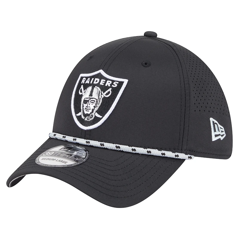 Casquette perforée 39THIRTY Flex noire New Era pour homme des Las Vegas Raiders
