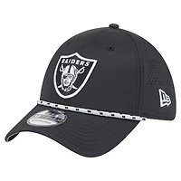 Casquette perforée 39THIRTY Flex noire New Era pour homme des Las Vegas Raiders