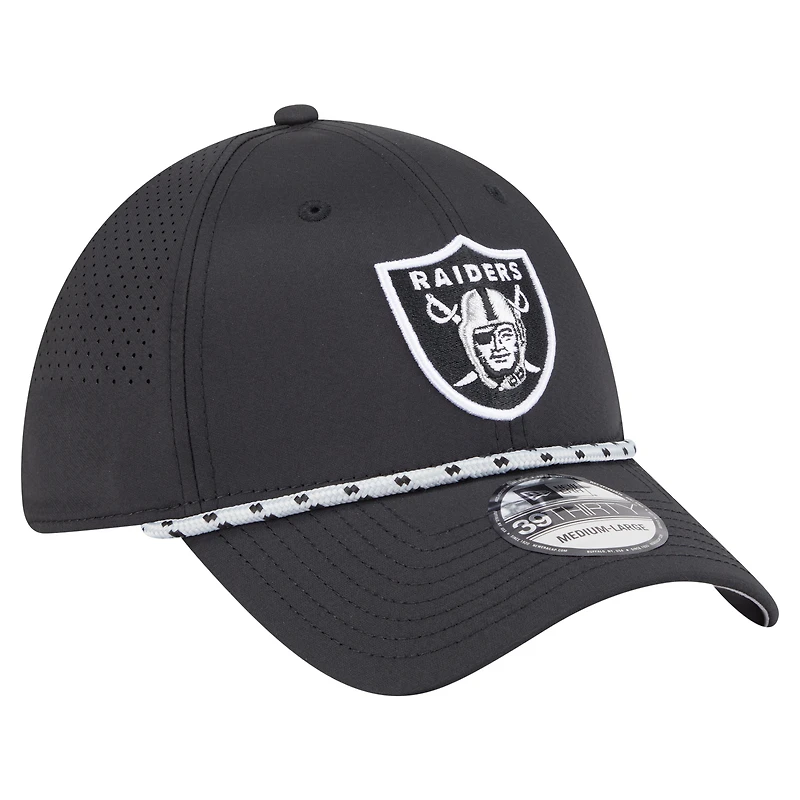 Men's New Era Black Las Vegas Raiders Perforated 39THIRTY Flex Hat