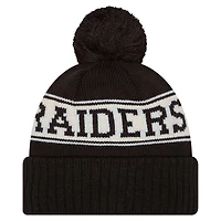 Bonnet en tricot à revers rétro Las Vegas Raiders de New Era pour homme avec pompon