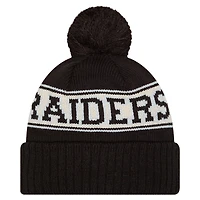 Men's New Era Black Las Vegas Raiders Retro Cuffed Knit Hat with Pom