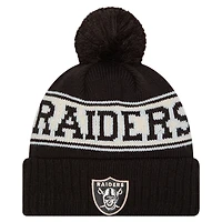 Men's New Era Black Las Vegas Raiders Retro Cuffed Knit Hat with Pom