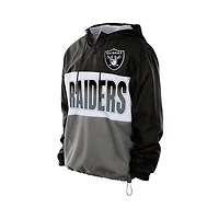 Men's New Era Black Las Vegas Raiders Ripstop Quarter-Zip Hooded Windbreaker