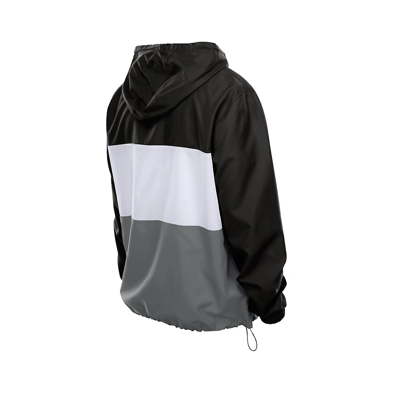 Men's New Era Black Las Vegas Raiders Ripstop Quarter-Zip Hooded Windbreaker