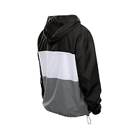 Men's New Era Black Las Vegas Raiders Ripstop Quarter-Zip Hooded Windbreaker
