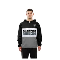 Men's New Era Black Las Vegas Raiders Ripstop Quarter-Zip Hooded Windbreaker