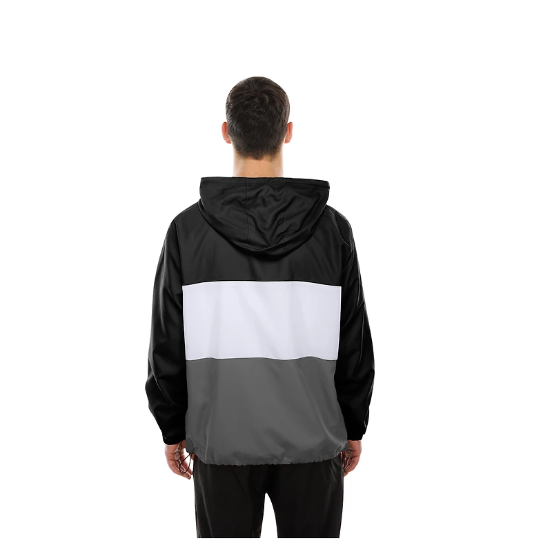 Men's New Era Black Las Vegas Raiders Ripstop Quarter-Zip Hooded Windbreaker
