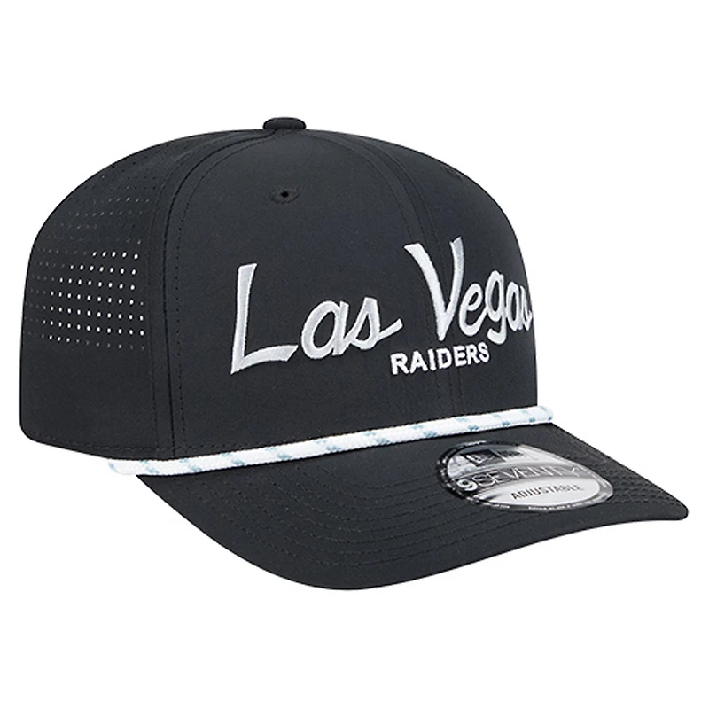 Men's New Era Black Las Vegas Raiders Script 9SEVENTY Adjustable Hat