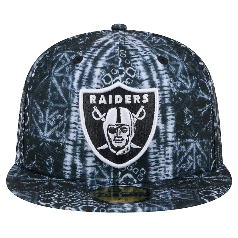 Men's New Era Black Las Vegas Raiders Shibori 59FIFTY Fitted Hat