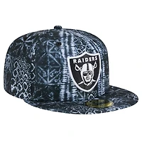 Casquette ajustée Shibori 59FIFTY Las Vegas Raiders New Era noire pour hommes