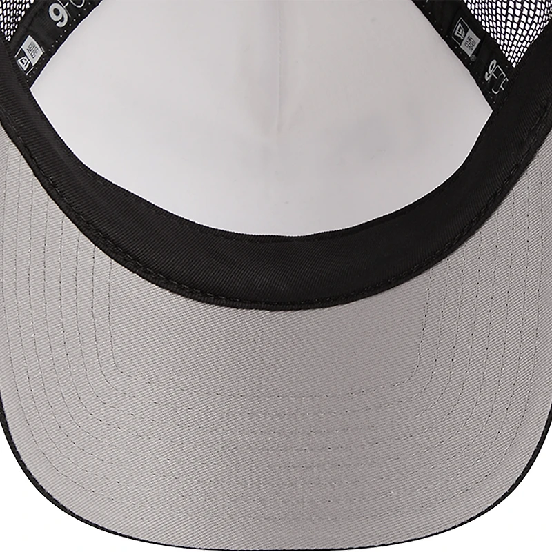 Men's New Era Black Las Vegas Raiders Stacked A-Frame Trucker 9FORTY Adjustable Hat