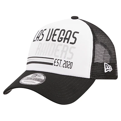 Men's New Era Black Las Vegas Raiders Stacked A-Frame Trucker 9FORTY Adjustable Hat