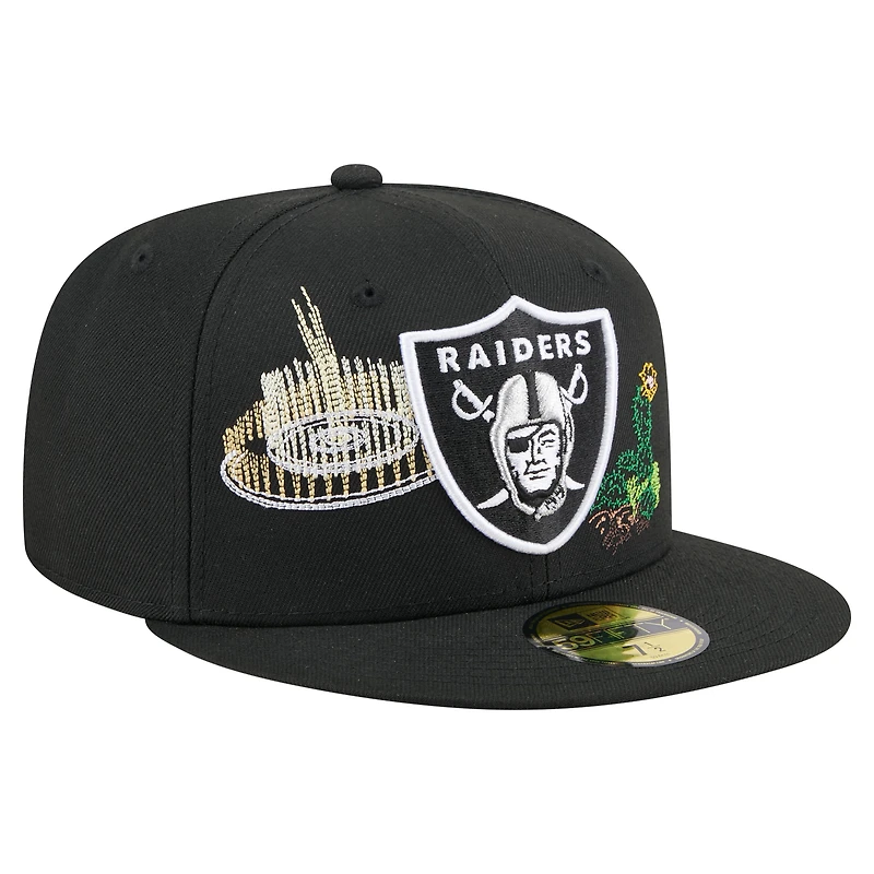 Men's New Era Black Las Vegas Raiders State Stitch 59FIFTY Fitted Hat