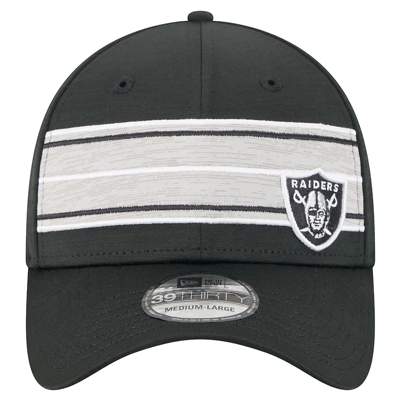 Casquette 39THIRTY Flex noire à rayures des Las Vegas Raiders de New Era pour homme