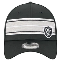 Casquette 39THIRTY Flex noire à rayures des Las Vegas Raiders de New Era pour homme