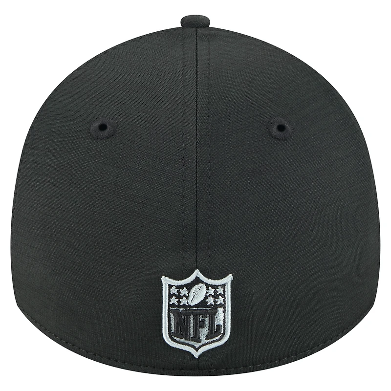 Men's New Era  Black Las Vegas Raiders Stripes 39THIRTY Flex Hat