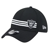 Casquette New Era noire à rayures Las Vegas Raiders 39THIRTY Flex pour homme